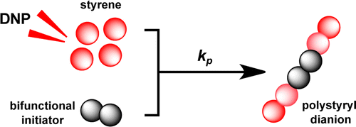 Schematic of detection of living anionic species in polymerization reaction using hyperpolarized NMR
