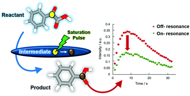 Schematic of Indirect detection of intermediate in decarboxylation reaction of phenylglyoxylic acid by hyperpolarized 13C NMR